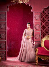 Peach Pearl with Premium Net Lehenga Choli with Dupatta