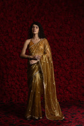 India Silk Luxury Mustard Yellow Silk Saree with Gold Embellishments