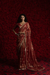 India Silk Luxury Maroon Silk Saree with Gold Embellishments