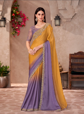 Designer Ombre Embroidered Saree | Party & Wedding Wear UK