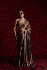 India Silk Bronze Fendy Silk Saree with Hand Zari Work & Embroidered Border