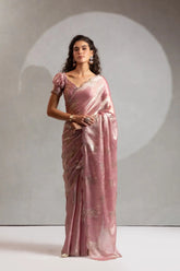 India Silk Pink Designer Fendy Satin Saree with Zari Buta Work