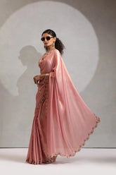 India Silk Luxury Pink Silk Saree with Gold Embellishments