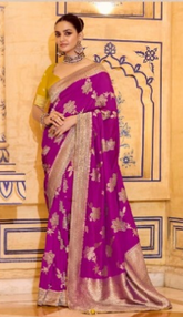 Purple Luxury Handloom Silk Saree with Rich Zari Work | Traditional Indian Saree UK