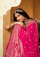Royal Plum Zari Weaving Banarasi Silk Saree In Pink| Indian Wedding & Party Wear