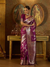 India Silk Present Purple Banarasi Soft Silk Saree Combines Rich Tradition With Luxurious Comfort