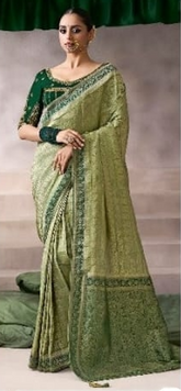 Olive Green Designer Embroidered Saree Collection | Wedding & Party Wear UK