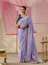 Lavender Woven Dola Silk Festive Saree