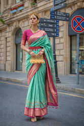 Sea Green Royal Silk Saree: Timeless Ethnic Elegance Meets Modern Street Style