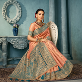 Soft Banarasi Silk Saree in PEACH – Heavy Zari Weaving Border | Wedding & Party Wear Indian Saree UK (Copy) (Copy) (Copy)