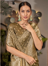 Banarasi Silk Saree – Antique Gold Polka Zari- UK