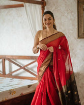 India Silk Red Sarees Made With Soft Lilian Slab Fabric Combine Traditional Charm With Exceptional Comfort