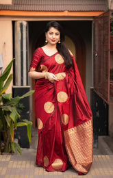 India Silk Red Sarees Made From Soft Lichi Silk Cloth Combine Traditional Beauty With Exceptional Comfort