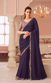 Purple Elegant Embellished Sarees for Wedding & Evening Wear UK