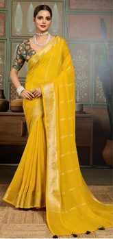 Yellow Designer Silk Sarees for Women | Wedding & Party Wear UK