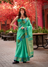 Traditional Mint Green Banarasi with Contemporary Border