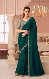 Green Elegant Embellished Sarees for Wedding & Evening Wear UK