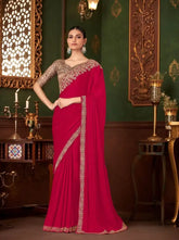 India Silk Pink Sarees Crafted From Soft Dola Viscose Silk Offer A Luxurious Feel And Graceful Drape