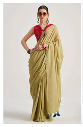 India Silk Beige Sarees Crafted From Soft Viscose Mul Fabric Offer A Perfect Blend Of Comfort And Elegance