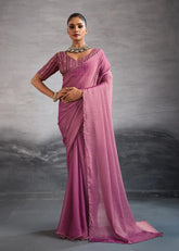 India Silk Pink Sarees Crafted With The New Trending Moss Fabric Offer A Perfect Blend Of Tradition