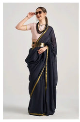 India Silk Black Sarees Crafted From Soft Viscose Mul Fabric Offer A Perfect Blend Of Comfort And Elegance