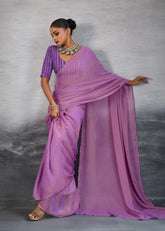 India Silk Lavender Sarees Crafted With The New Trending Moss Fabric Offer A Perfect Blend Of Tradition