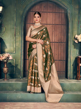 India Silk Deep Green And Beige Sarees Crafted With Exquisite Zari Silk Offer A Perfect Blend Of Tradition And Luxury
