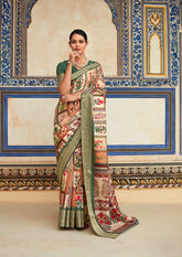 India Silk White And Green Sarees Made From Dola Handloom Silk Showcase Exquisite Craftsmanship And Rich Heritage
