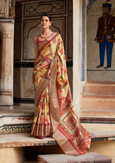 India Silk Yellow Sarees Made From Dola Handloom Silk Showcase Exquisite Craftsmanship And Rich Heritage