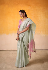 India Silk Mint Green Tissue Silk Sarees Offer A Perfect Blend Of Tradition And Comfort