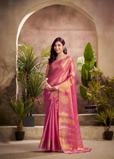 India Silk Pink Tissue Silk Sarees Offer A Perfect Blend Of Tradition And Elegance Crafted From Fine Tissue Silk
