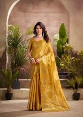 India Silk Yellow Tissue Silk Sarees Offer A Perfect Blend Of Tradition And Elegance Crafted From Fine Tissue Silk