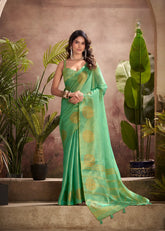 India Silk Mint Green Tissue Silk Sarees Offer A Perfect Blend Of Tradition And Elegance Crafted From Fine Tissue Silk
