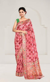 Blush Pink Tussar Silk Saree with Kalamkari Art