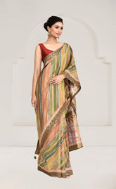 Golden Tussar Silk Saree with Kalamkari Art