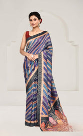 Lavender Tussar Silk Saree with Kalamkari Art