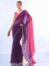 Pink and Purple Hues Elegant Georgette Saree