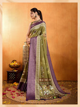 Premium Traditional Olive Green Saree with Designer Pallu