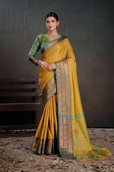 Mustard Designer Silk Saree | Premium Designer Silk Sarees for Women | Indian Saree UK