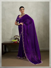 Purple Embroidered Saree with Designer Blouse | Elegant Indian Saree UK