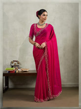 Pink Embroidered Saree with Designer Blouse | Elegant Indian Saree UK