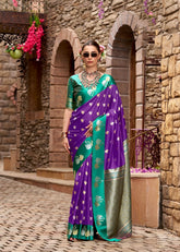 Purple Luxury Handwoven Saree with Elegant Traditional Motifs | Festive & Wedding Wear Masterpiece