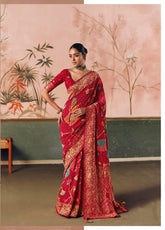 Red Designer Silk Saree for Women | Indian Wedding Saree UK