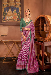 lavender Patola Saree with Traditional Weave | Luxury Indian Sarees UK