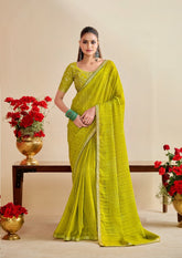 Olive Green Designer Embellished Sarees for Women | Wedding Sarees UK