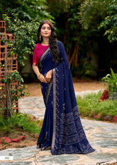 Nevy Blue Handcrafted Designer Saree | Traditional Indian Ethnic Wear UK