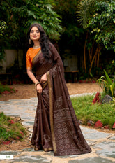 Coffee Handcrafted Designer Saree | Traditional Indian Ethnic Wear UK