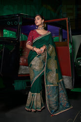 Green Pure Silk Zari Saree – Classic Tradition with Modern Grace | UK