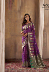 Elegant Banarasi Weave Purple Silk Saree - INDIASILK