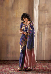 India Silk Banarasi Silk Weave Saree In Blue Color - INDIASILK